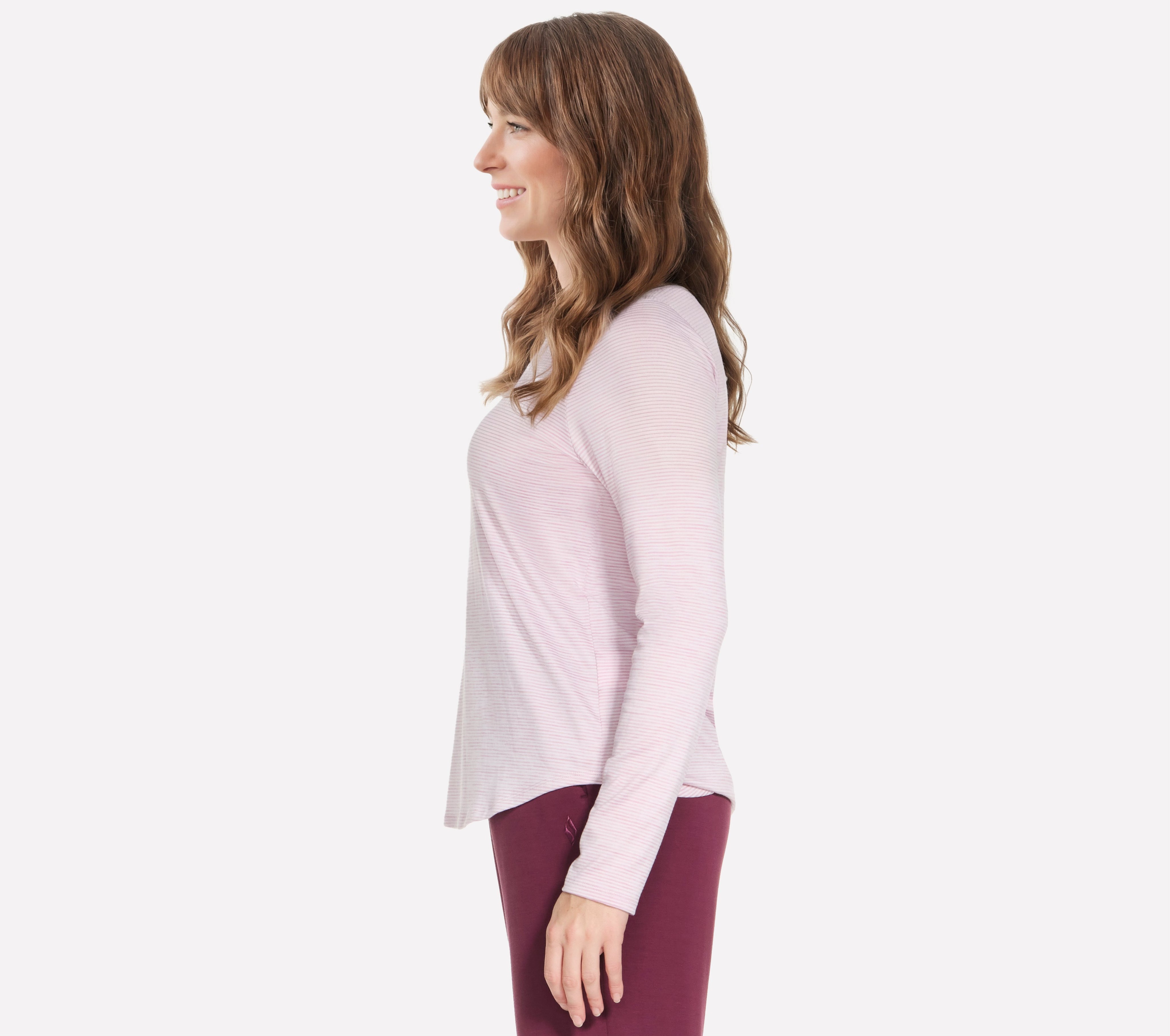 LT282 - GO DRI SWIFT STRIPE LONG SLEEVE CREW