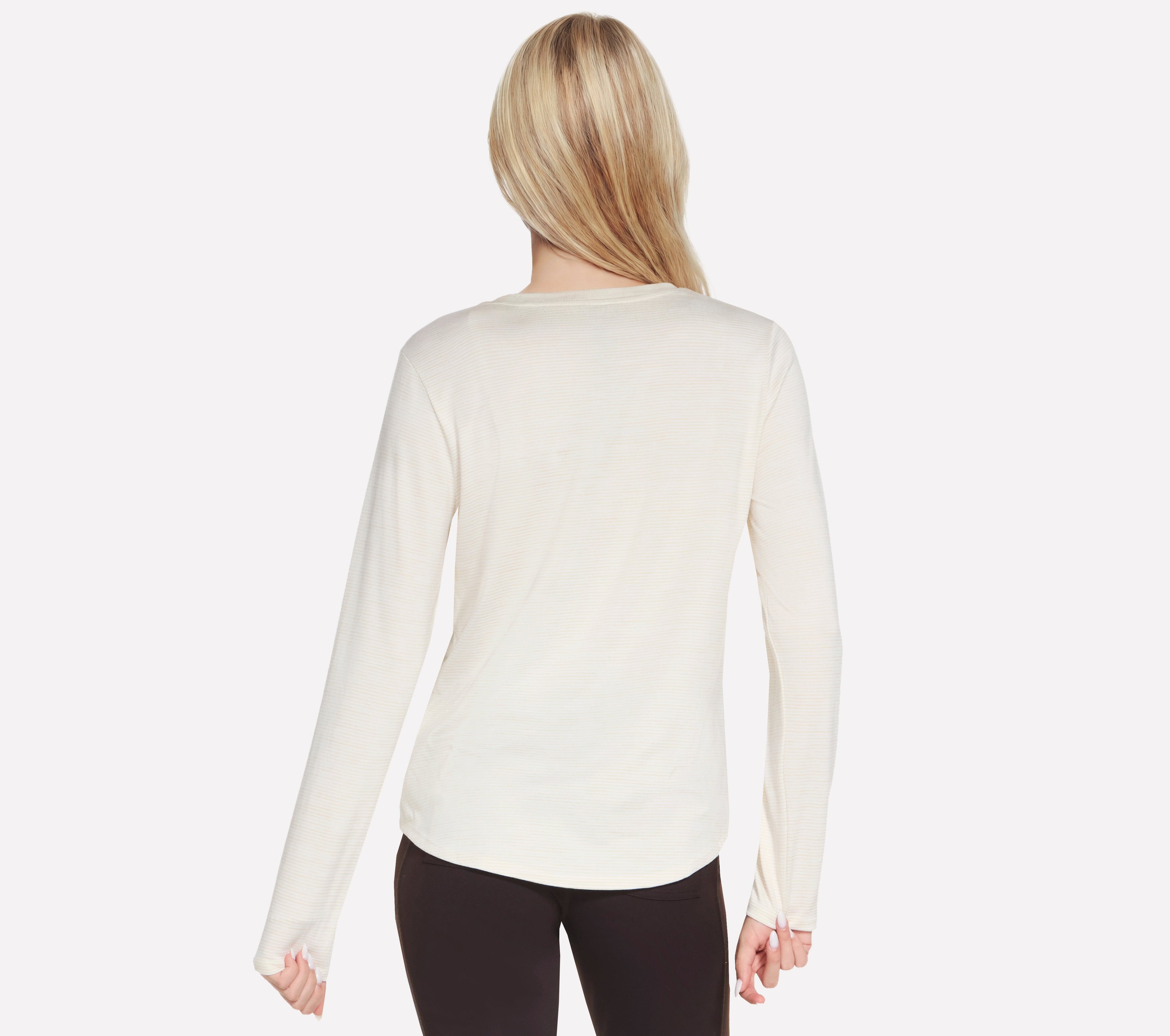 LT282 - GO DRI SWIFT STRIPE LONG SLEEVE CREW