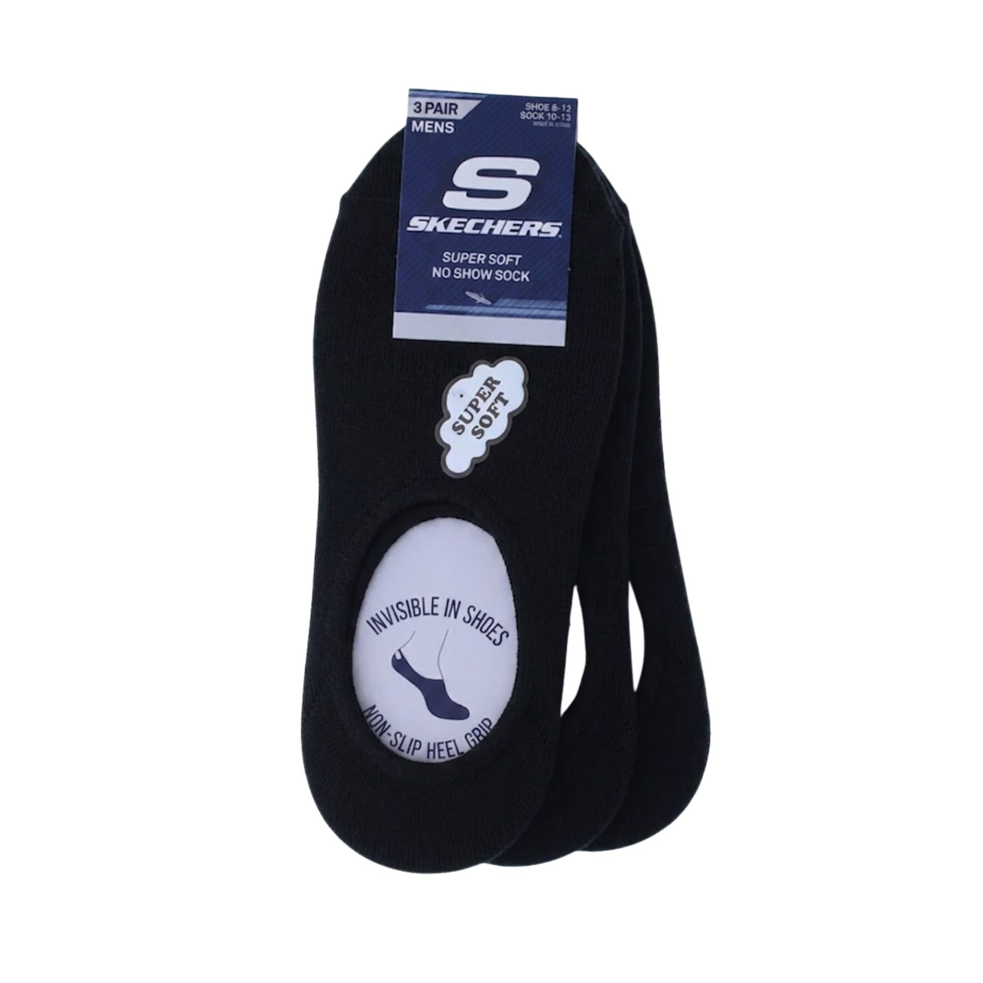 Skechers Men's "Super Soft" No-Show Socks – 3-Pack — S112219